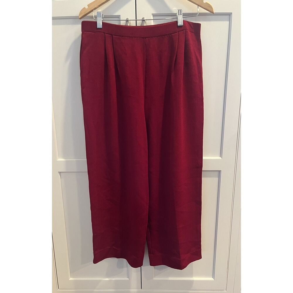 St. JOHN by Marie Gray Dark Red Knit Wide Leg Pants Sz. 14